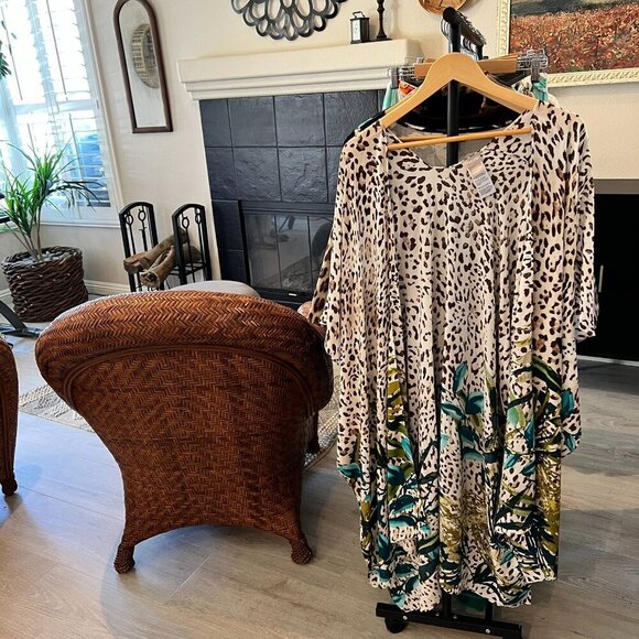 Chicos Kimono Womens One Size Colorful Animal and Palm Print Cover Up Summer - Picture 13 of 13